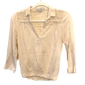 Papaya Pullover Collared Button Placket Stretch Elastic Band Size Medium